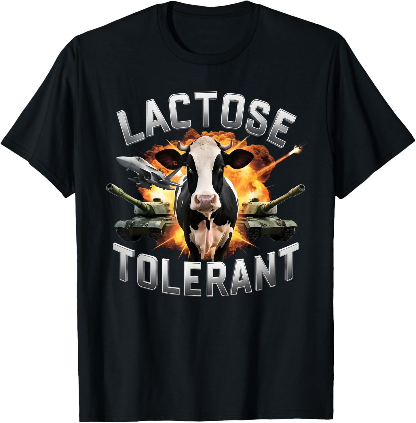 Lactose Tolerant Funny Cow Meme Cheese Diet Gym T-Shirt - T-Shirt | Black
