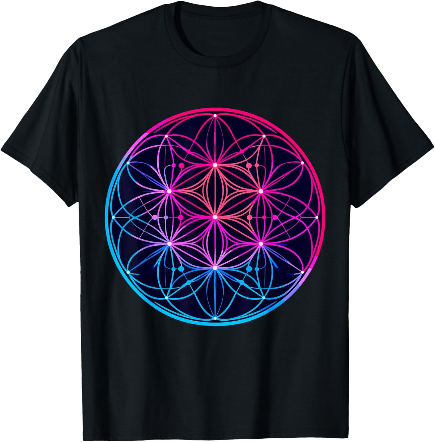 Sacred Geometry Flower of Life T-Shirt - T-Shirt | Black