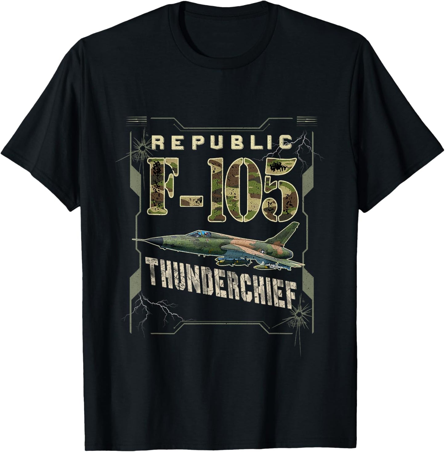 F-105 Thunderchief Fighter Military Aircraft Pilot Veteran T-Shirt - T-Shirt | Black