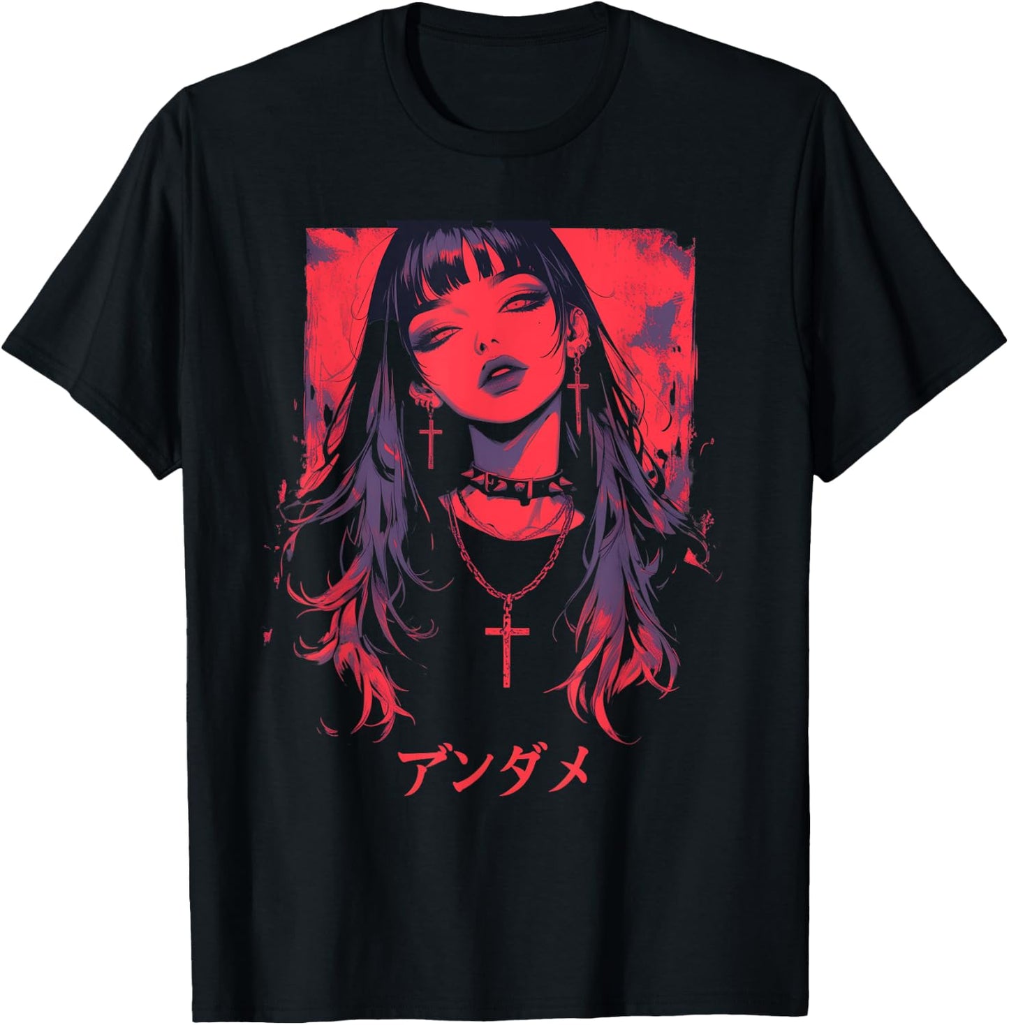 Gothic Anime Demon Waifu Cute Japan Manga Vaporware Retro T-Shirt - T-Shirt | Black
