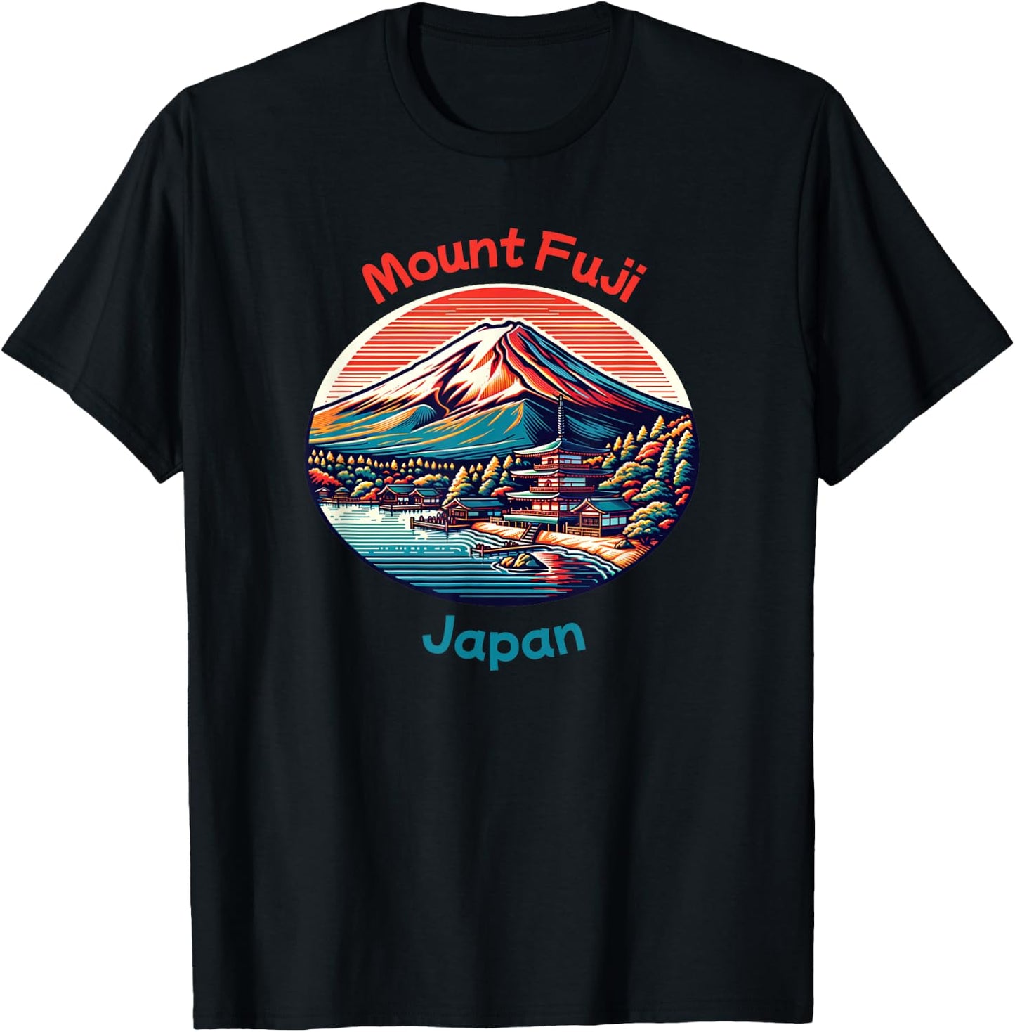Mt Fuji Mountain Vintage Japanese T-Shirt - T-Shirt | Black