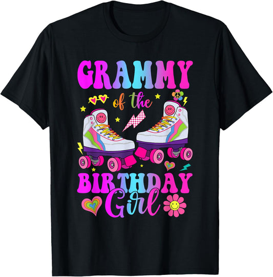 Let's Roll Grammy of the Birthday girl Roller Skate Birthday T-Shirt - T-Shirt | Black
