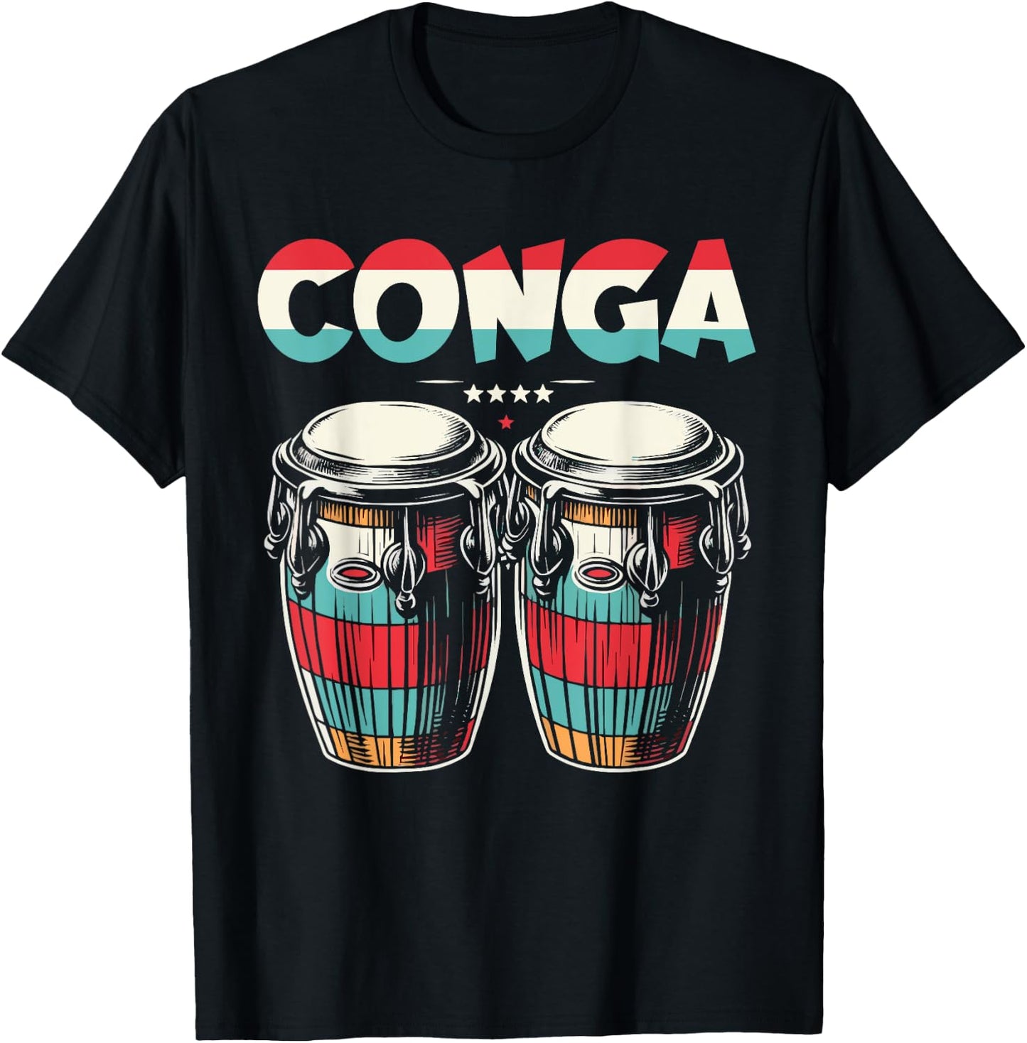 Conga Retro Style Colorful Conga Drums T-Shirt - T-Shirt | Black
