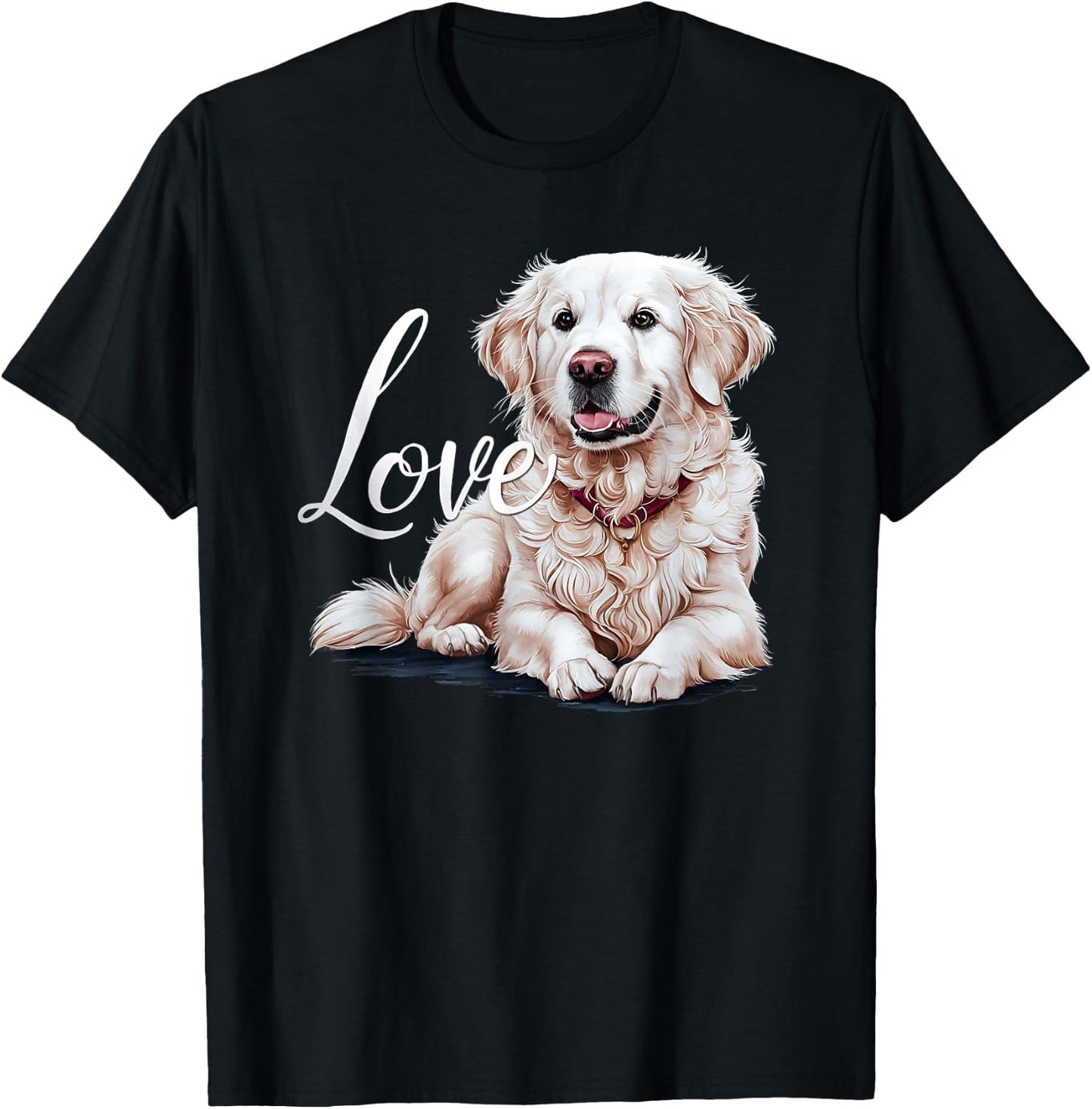Love White English Cream Golden Retriever Mom Dad Dog Puppy Men Women Girls Kids T-Shirt - T-Shirt | Black