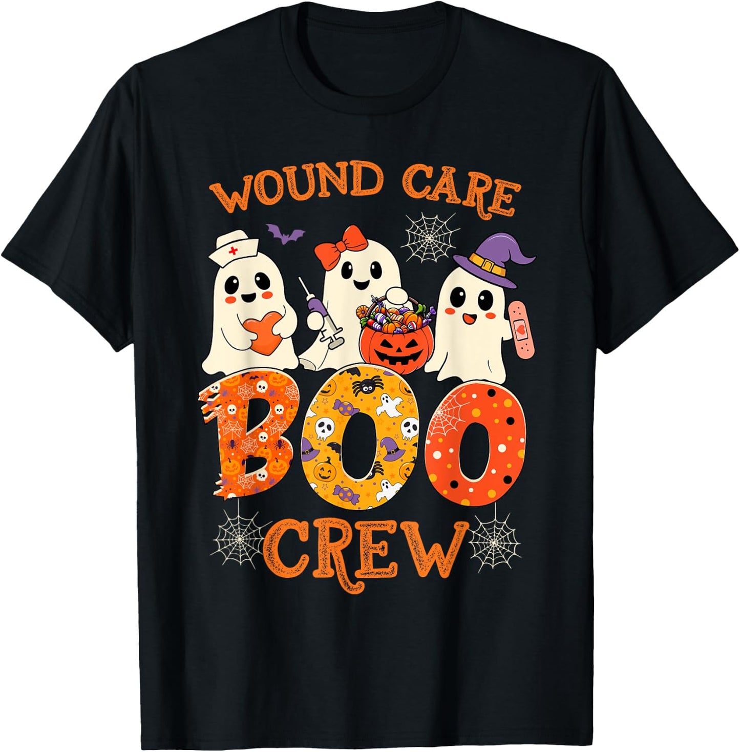 Wound Care Boo Crew Funny Nurse Halloween Spooky Costume T-Shirt - T-Shirt | Black