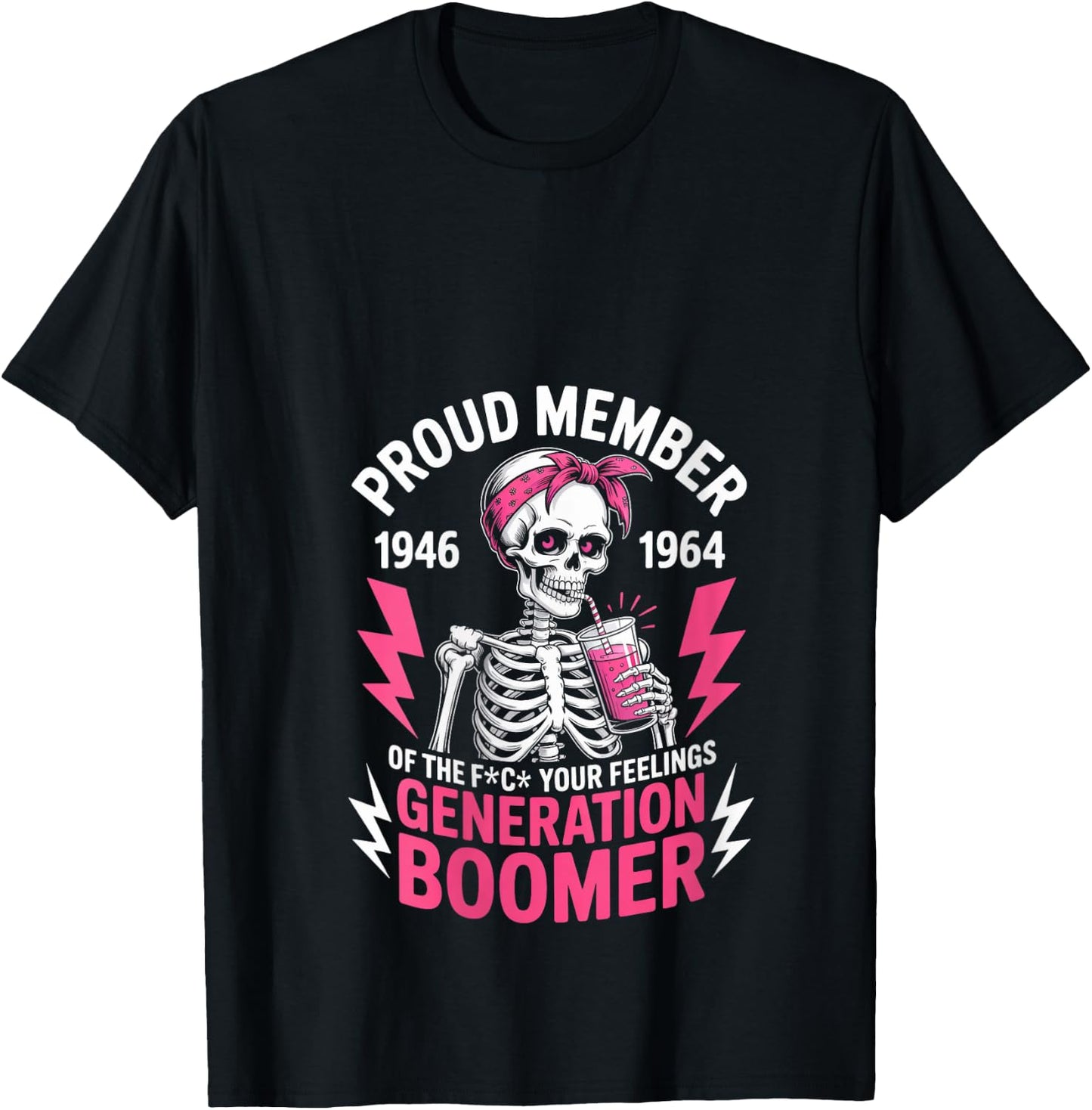 Proud Member Of Baby Boomer Humor Boomer Funny Boomer V-Neck T-Shirt - T-Shirt | Black