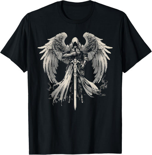 Archangel Gabriel Catholic Christianity Guardian Angel T-Shirt - T-Shirt | Black