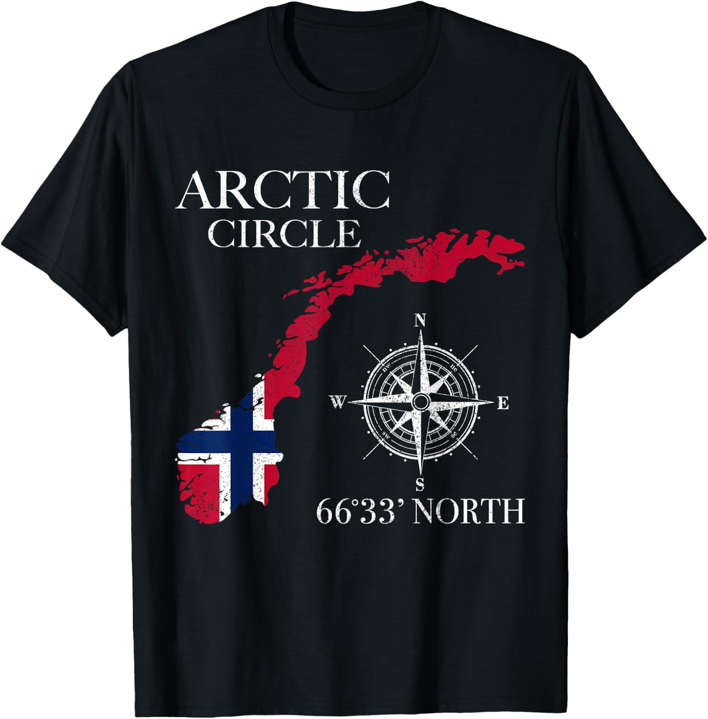 Norway Arctic Circle Norwegian Flag Pride Souvenir Norge T-Shirt - T-Shirt | Black