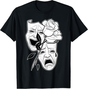 Laugh Now Cry Later Rose Blackwork Minimal Chicano Flash T-Shirt - T-Shirt | Black