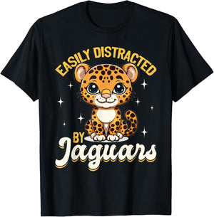 Funny Jaguar Animal Easily Distracted By Jaguars T-Shirt - T-Shirt | Black