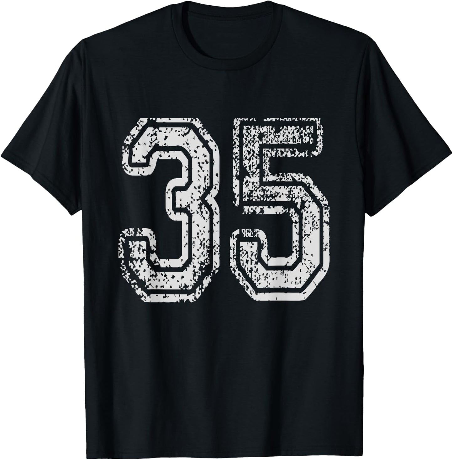 Team Jersey Uniforms Number 35 School Sports 35th Birthday T-Shirt - T-Shirt | Black