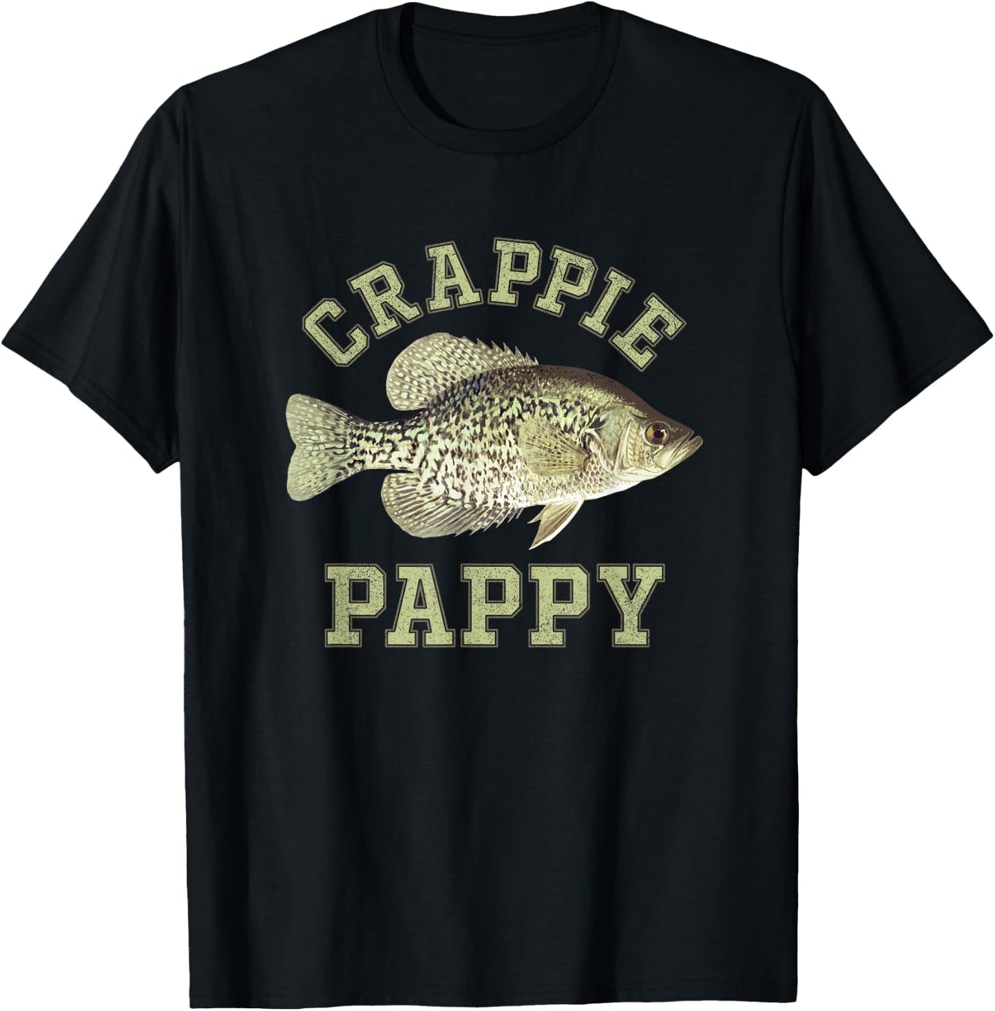 Funny Ice Fishing Crappie Pappy T-Shirt - T-Shirt | Black
