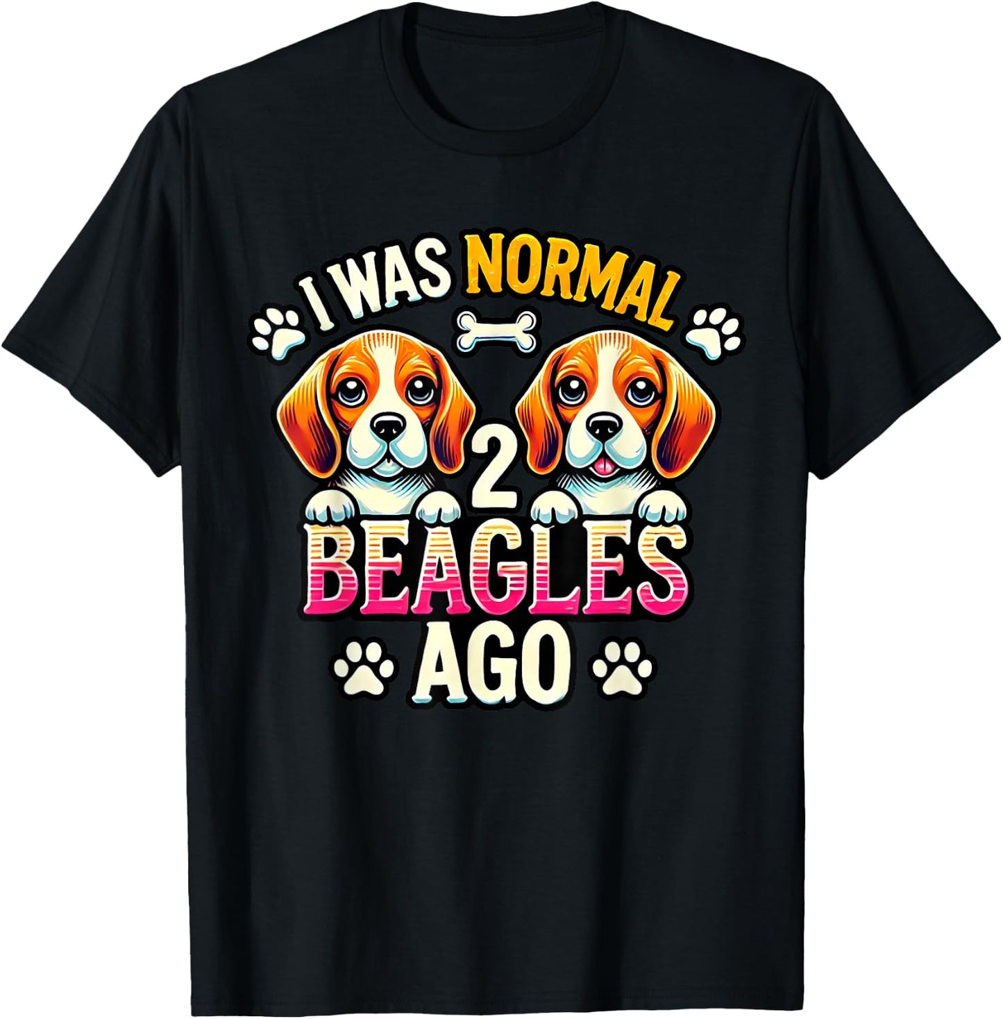 I Was Normal 2 Beagles Ago Funny Cute Beagle Lover Dog Puppy Women Kids T-Shirt - T-Shirt | Black