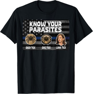 Kamala Know Your Parasites : Deer, Dog & Luna Tick T-Shirt - T-Shirt | Black