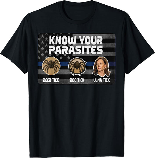 Kamala Know Your Parasites : Deer, Dog & Luna Tick T-Shirt - T-Shirt | Black