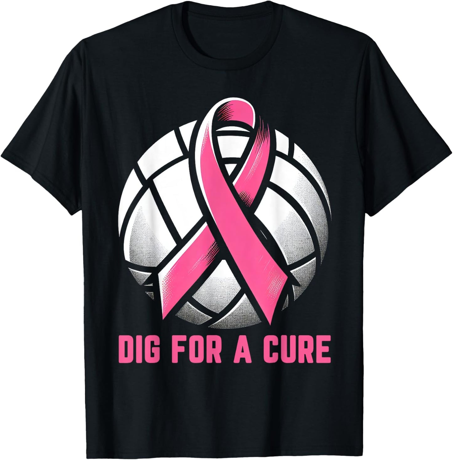 Dig For A Cure Breast Cancer Awareness Volleyball Pink Out T-Shirt - T-Shirt | Black