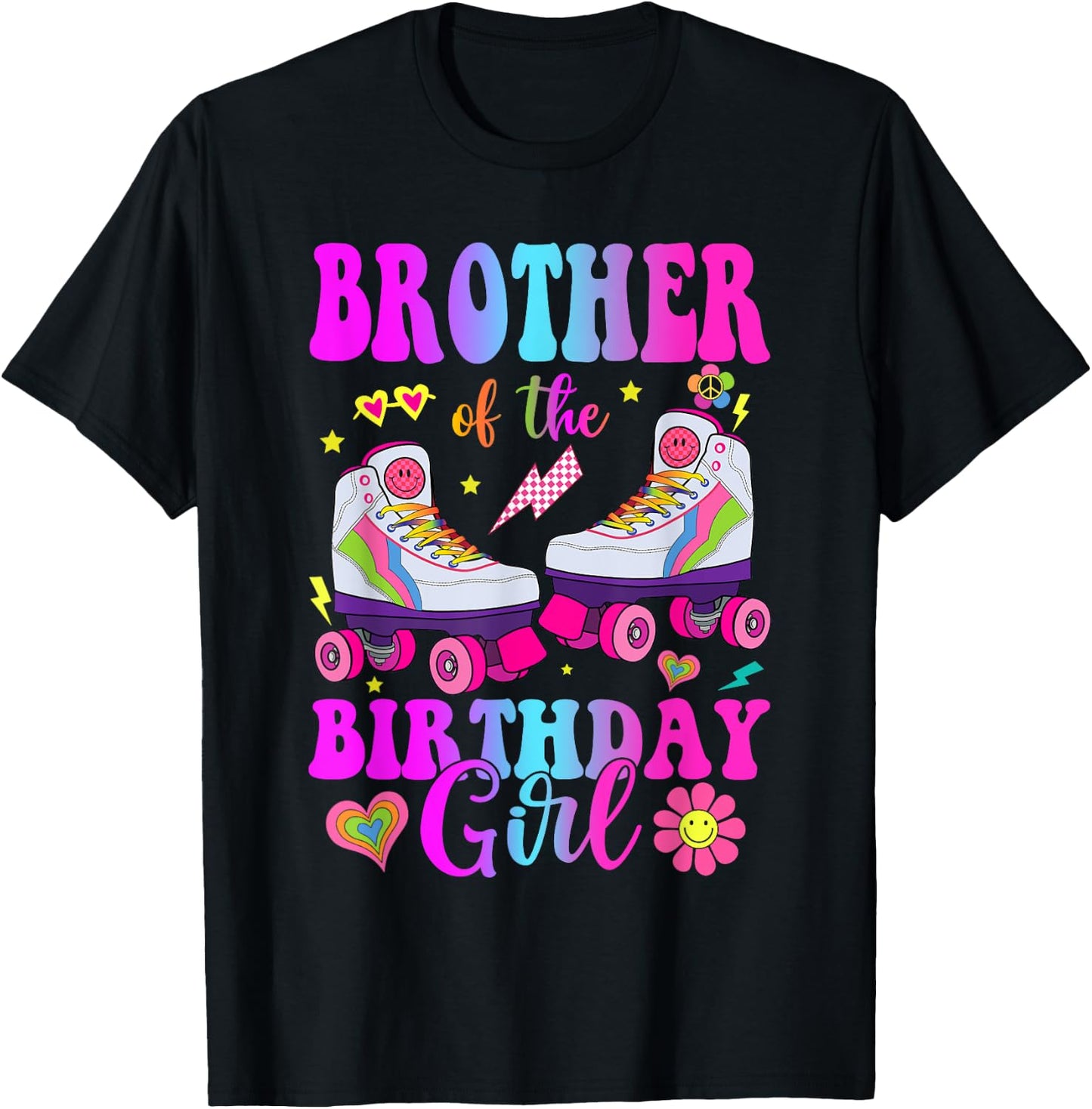 Let's Roll Brother of the Birthday girl Roller Skate T-Shirt - T-Shirt | Black
