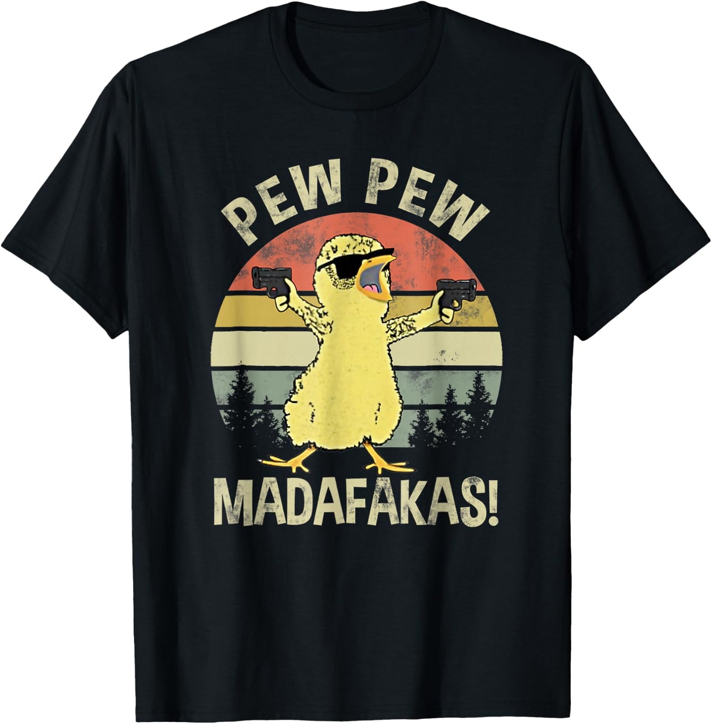 Chicks Pew Pew Madafakas Funny Vintage Chick Lover Gifts Fun T-Shirt - T-Shirt | Black