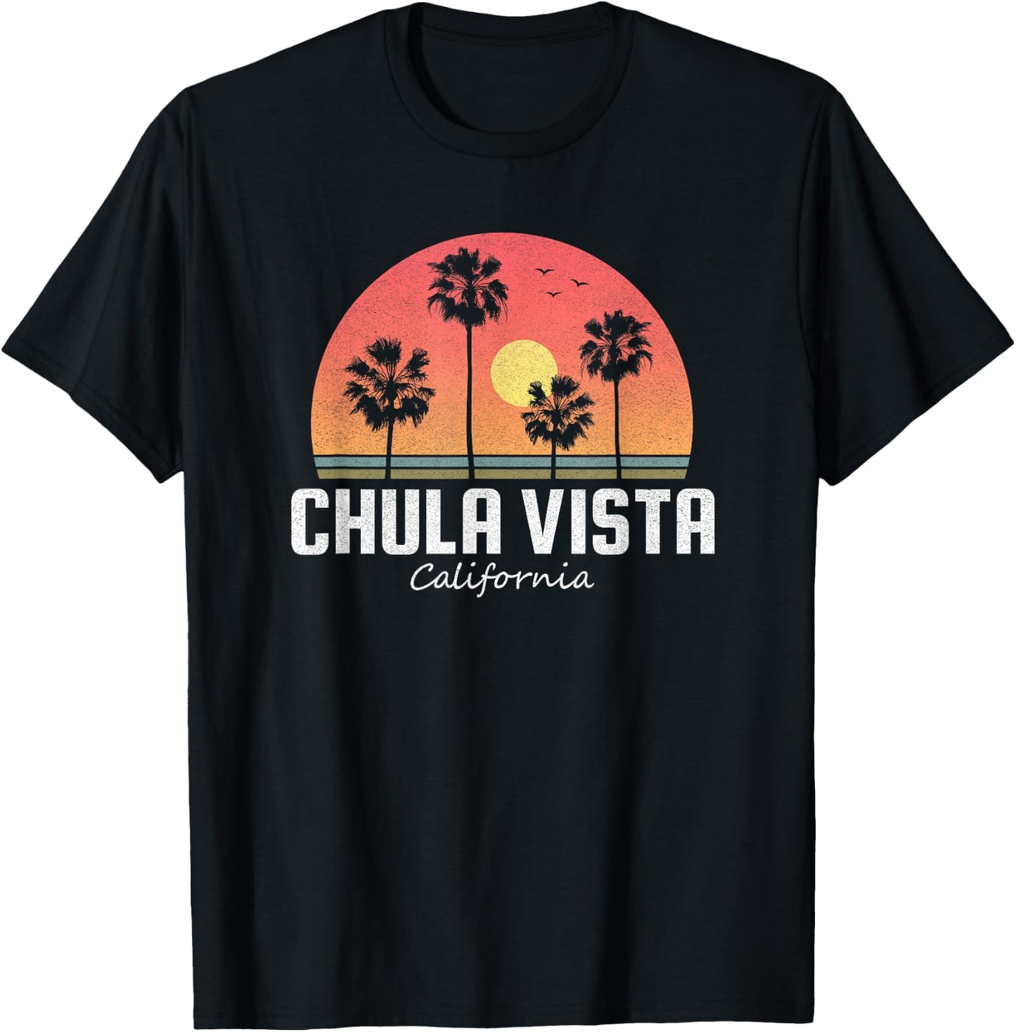 Chula Vista T Shirt Women Men Kids California Retro Sunset T-Shirt - T-Shirt | Black