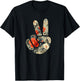 Elegant Silhouette Wildflowers Floral Peace Sign Hand T-Shirt - T-Shirt | Black