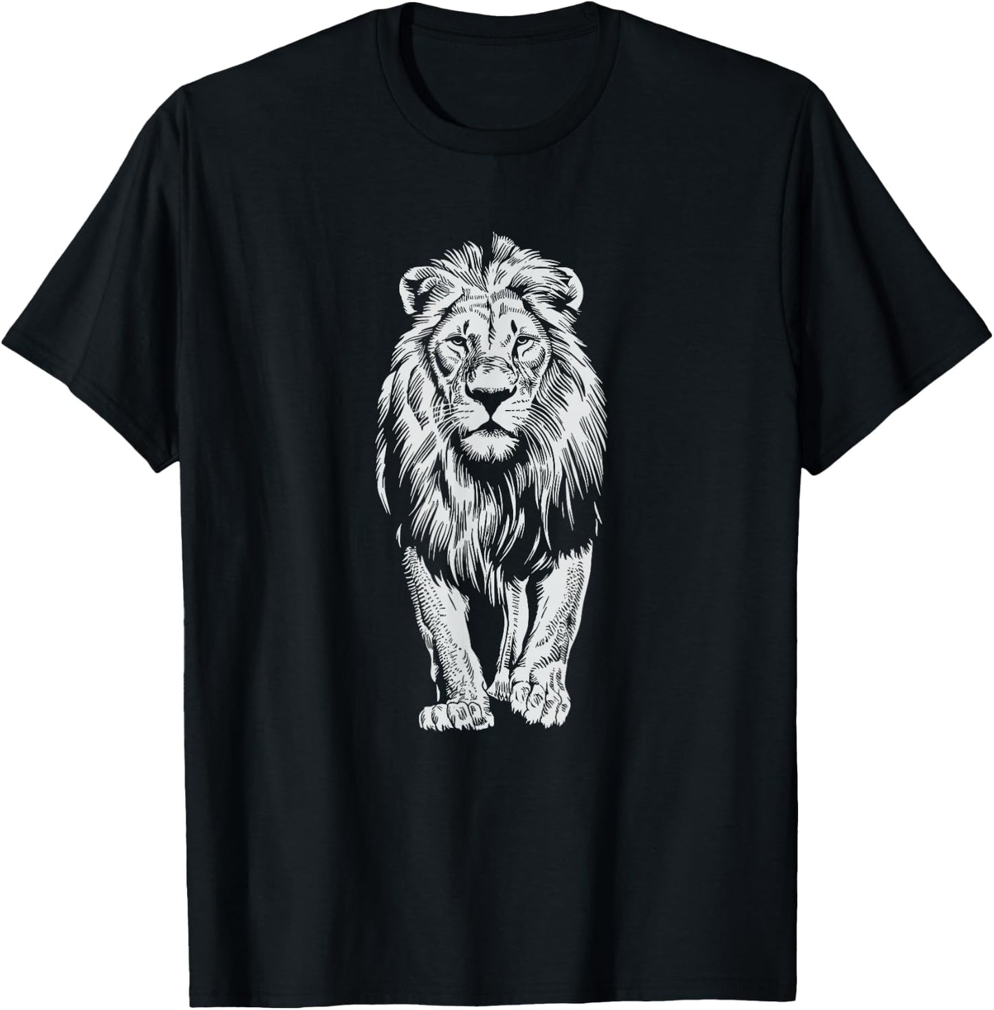 White Paint Art Lion Lions T-Shirt - T-Shirt | Black