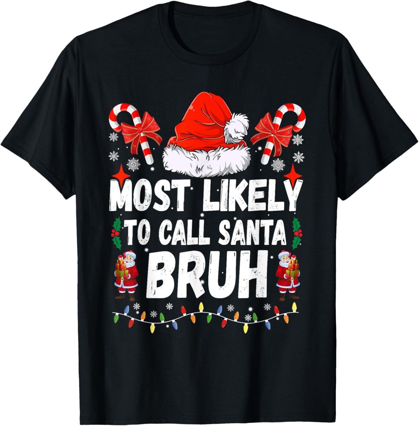 Most Likely To Watch All The Football Games Christmas Family T-Shirt - T-Shirt | Black