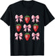 Cute Pink Bow Coquette Strawberry T-Shirt - T-Shirt | Black