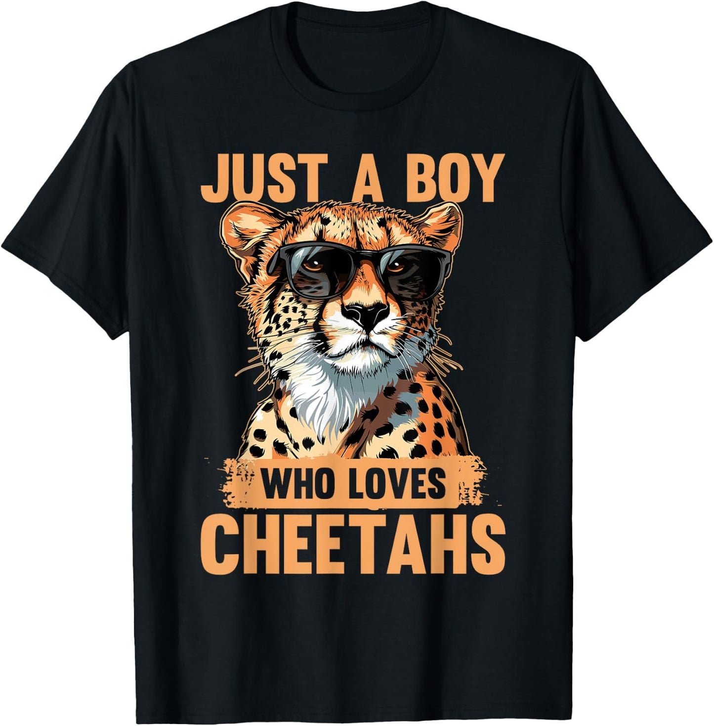 Funny Cheetah Animal Just A Boy Who Loves Cheetahs T-Shirt - T-Shirt | Black