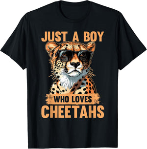 Funny Cheetah Animal Just A Boy Who Loves Cheetahs T-Shirt - T-Shirt | Black