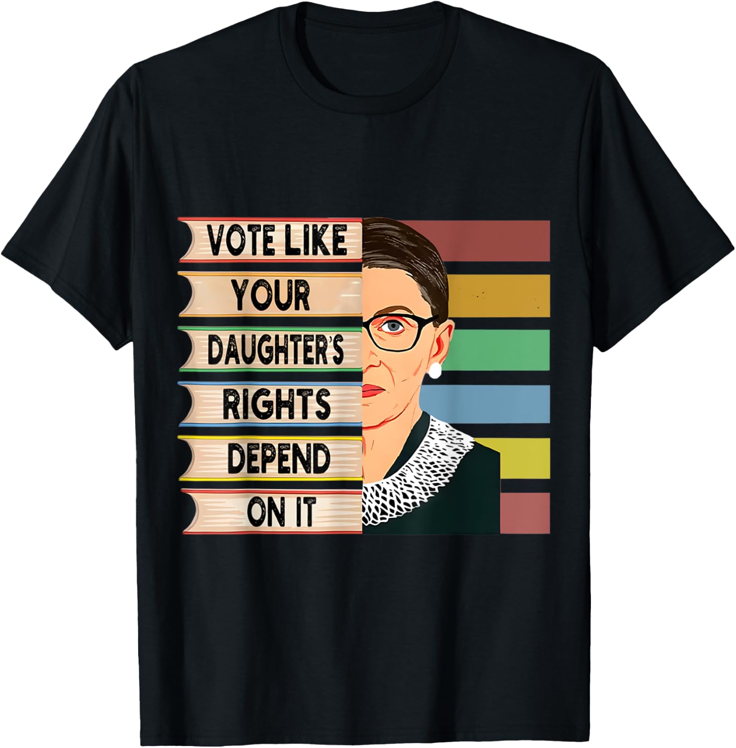 Feminist Ruth Bader Ginsburg RBG Quote Girl With Book Women T-Shirt - T-Shirt | Black