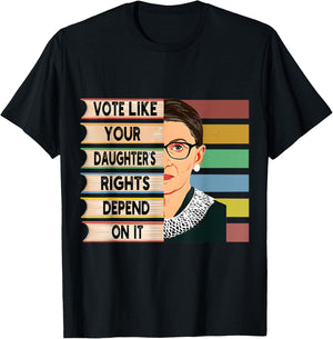 Feminist Ruth Bader Ginsburg RBG Quote Girl With Book Women T-Shirt - T-Shirt | Black