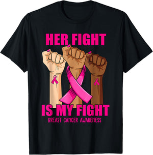 Hand Her fight is my fight breast cancer awareness month T-Shirt - T-Shirt | Black