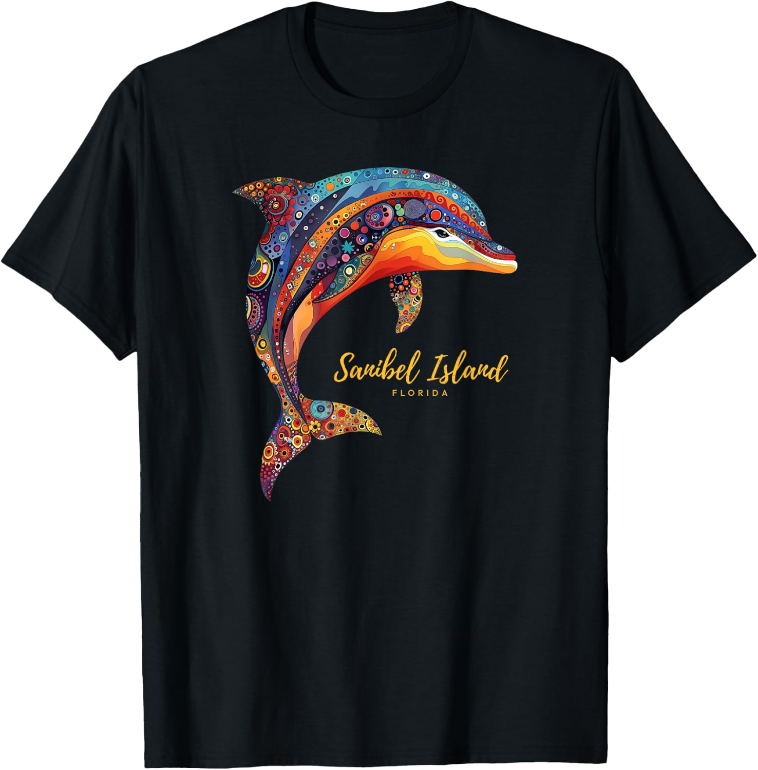 Sanibel Island FL Florida Retro Beach Vacation Ocean Dolphin Women T-Shirt - T-Shirt | Black