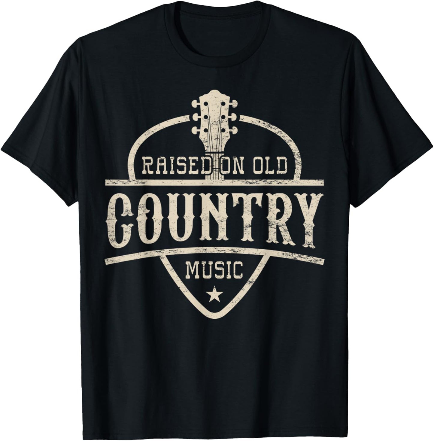 Raised On Old Country Music 80s 90s Vintage Southern Music T-Shirt - T-Shirt | Black