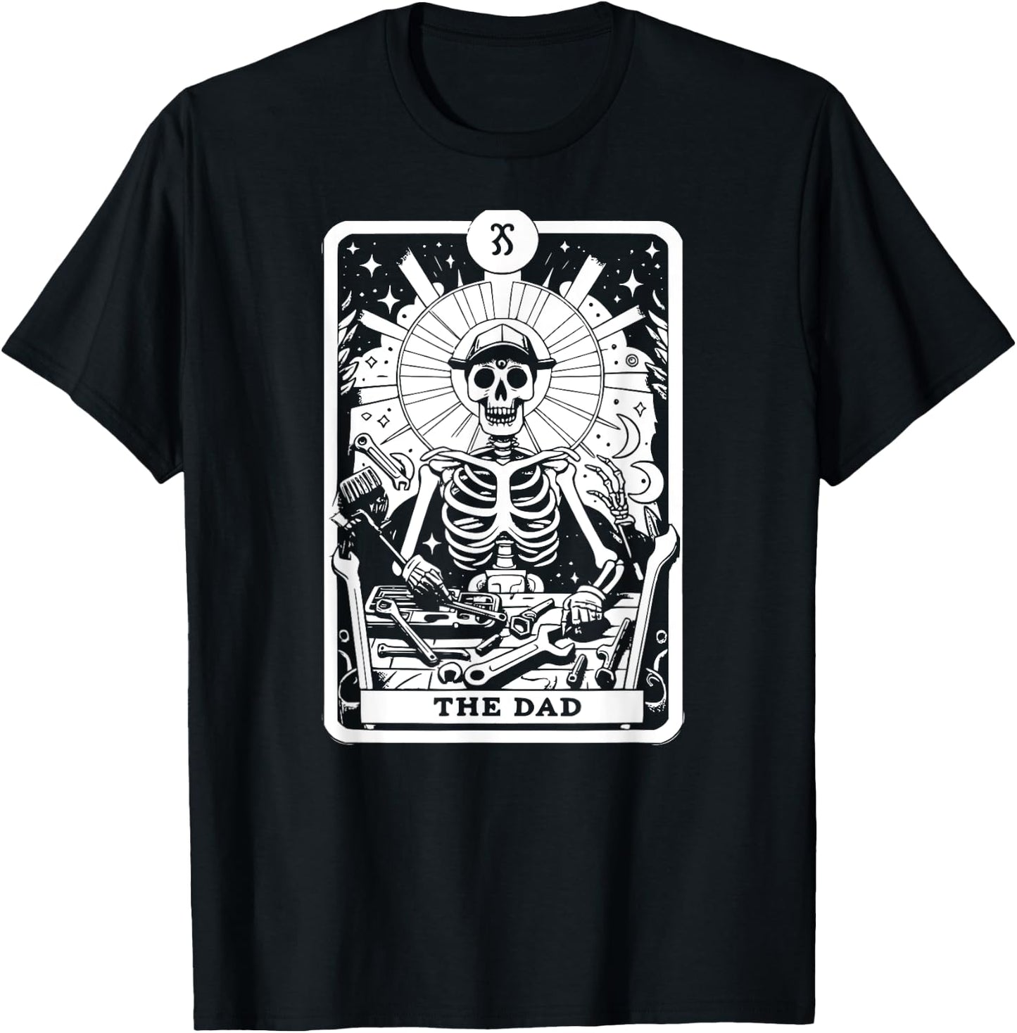 The Dad Tarot Card Skeleton Father Tools Gothic Occult T-Shirt - T-Shirt | Black