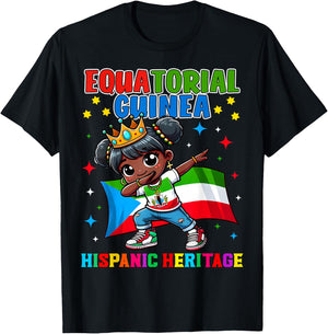 Equatorial Guinea Dabbing Girl Hispanic Heritage Celebration T-Shirt - T-Shirt | Black