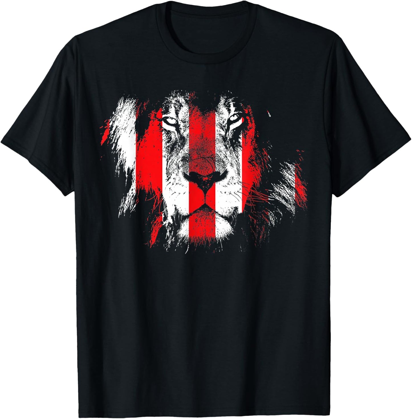 Red And White Lion Face Bilbao T-Shirt - T-Shirt | Black