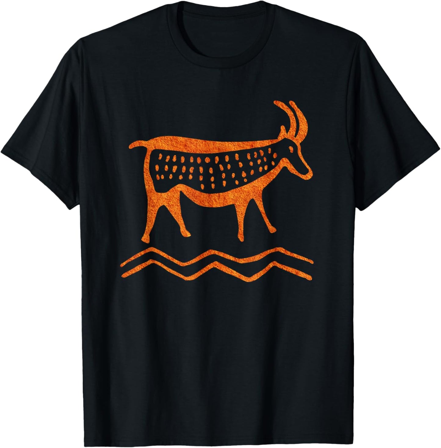 Paleo Goat Primitive Tribal Art Petroglyph T-Shirt - T-Shirt | Black