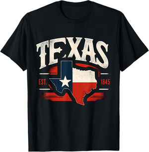 Texas Map Texas Flag T-Shirt - T-Shirt | Black
