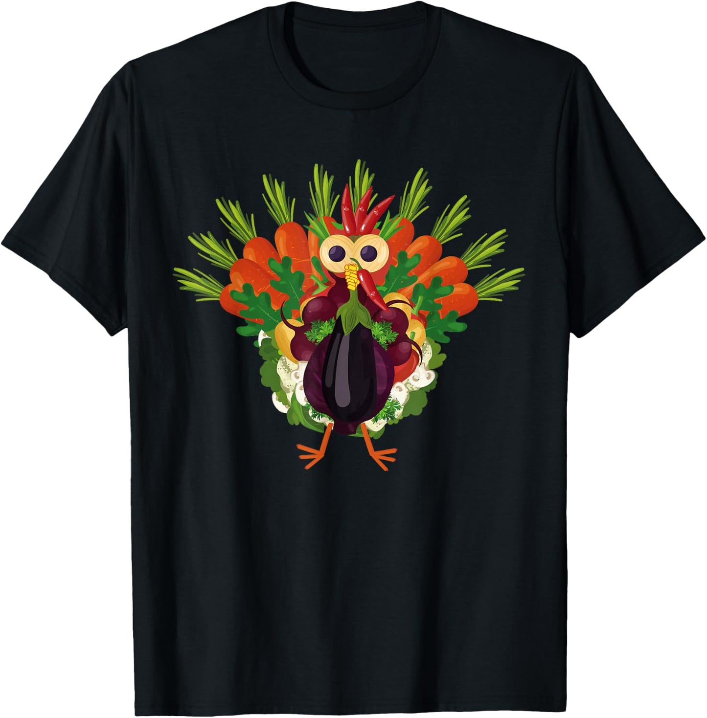 Funny Turkeys For Thanksgiving Apparel Vegan Thanksgiving Vegetable Meatless Turkey T-Shirt - T-Shirt | Black