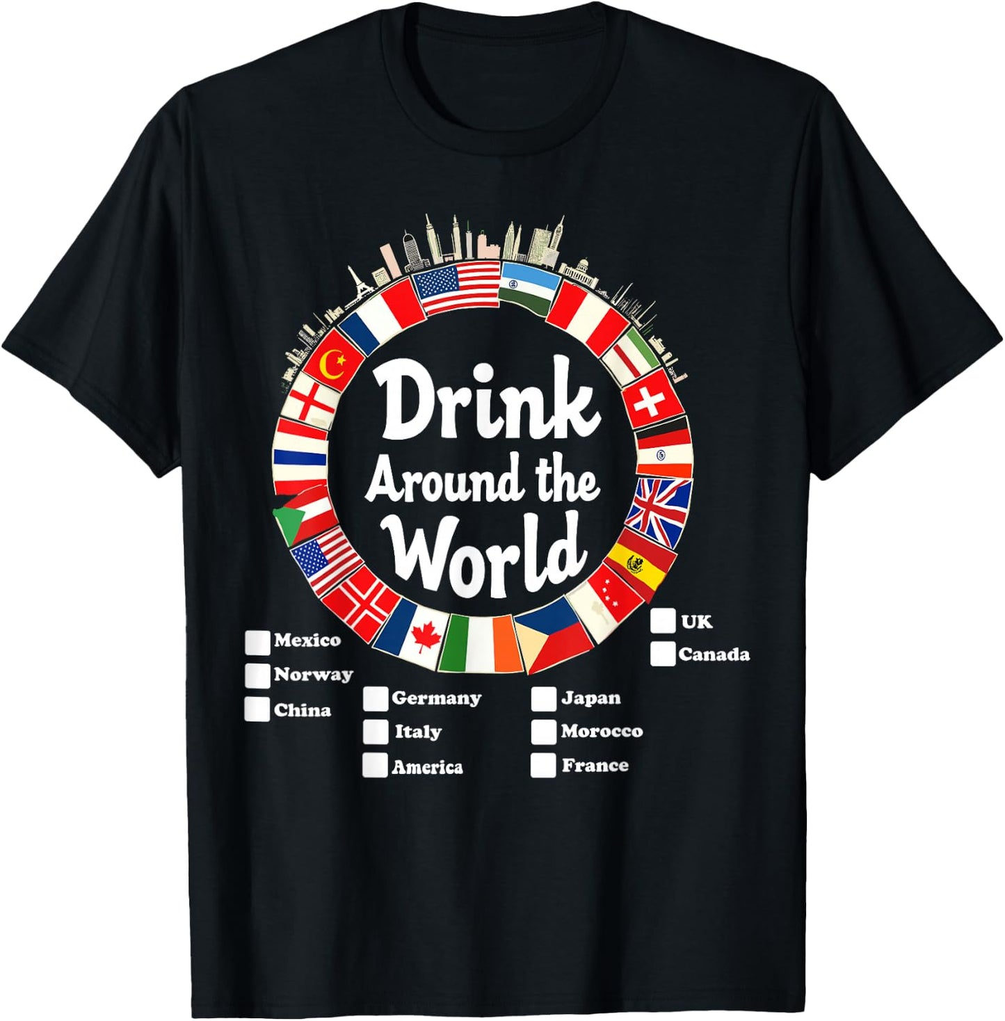 Adult Vacation Drinking Countries International National T-Shirt - T-Shirt | Black