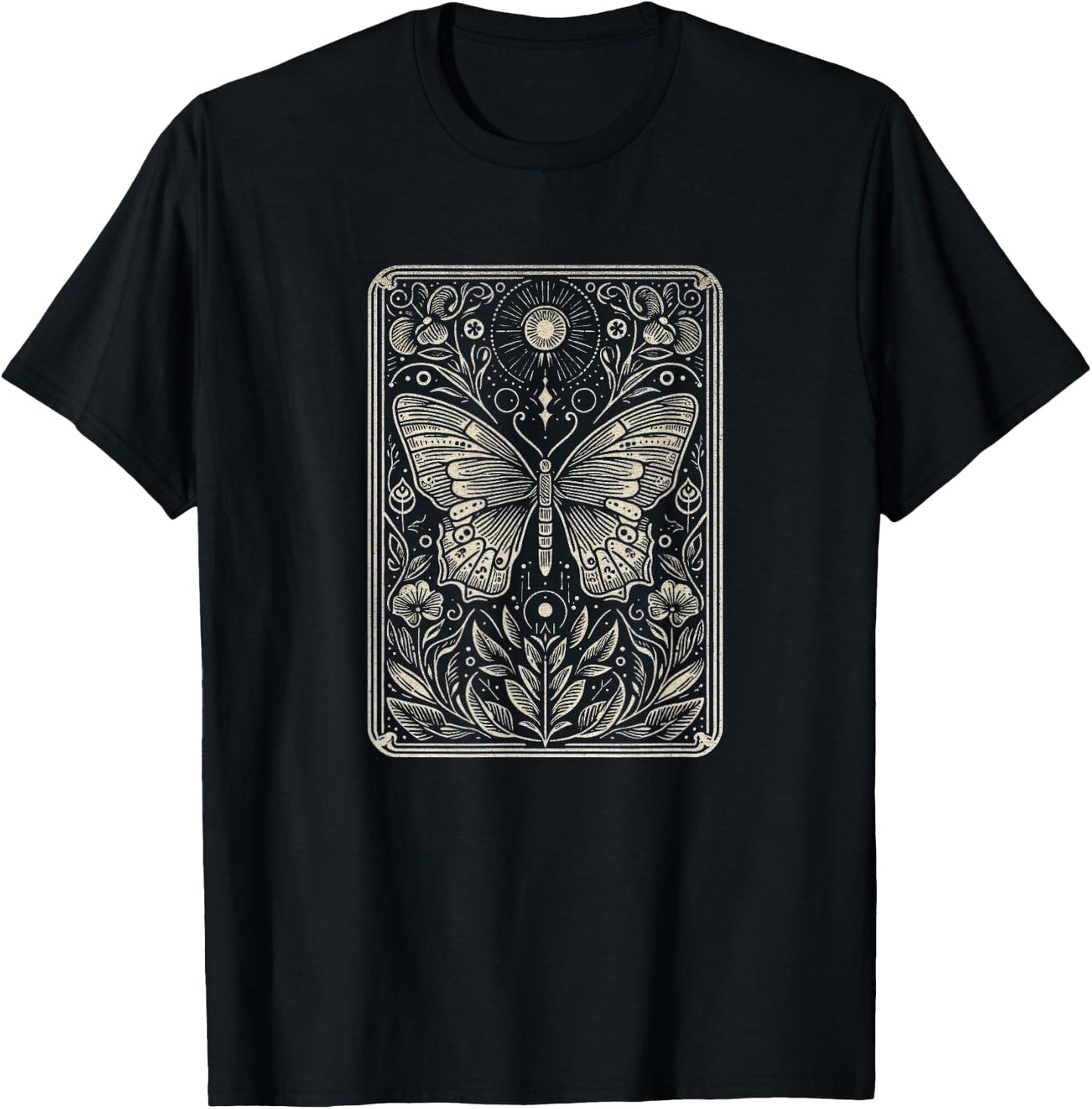 Butterfly Art Design and Men T-Shirt - T-Shirt | Black