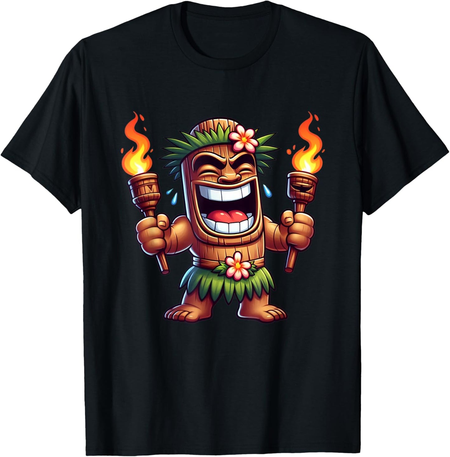 Tiki Shirt Man Hawaiian Summer Tropical Luau Party Kids T-Shirt - T-Shirt | Black