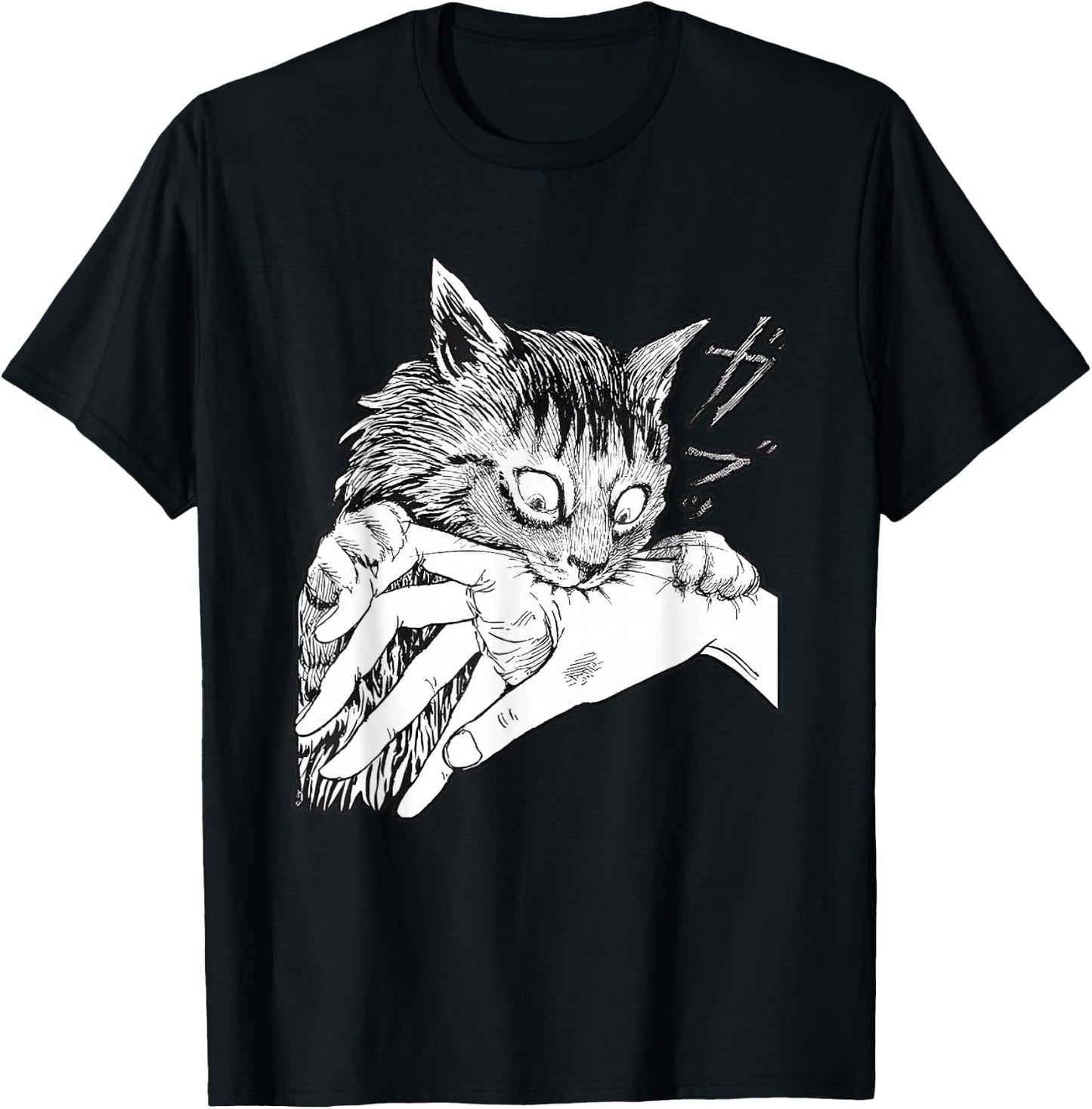 Cat Bite Funny Women T-Shirt - T-Shirt | Black