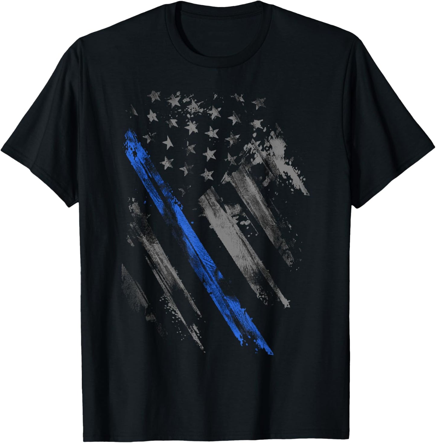 Crosswise Thin Blue Line Flag T-Shirt - T-Shirt | Black