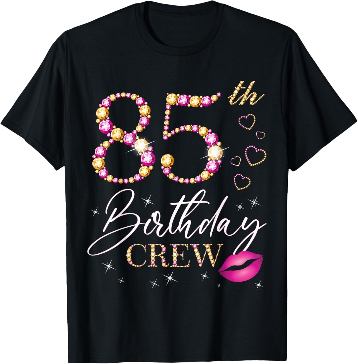 85th Birthday Crew 85th Birthday Squad 85 Years Old Bday T-Shirt - T-Shirt | Black