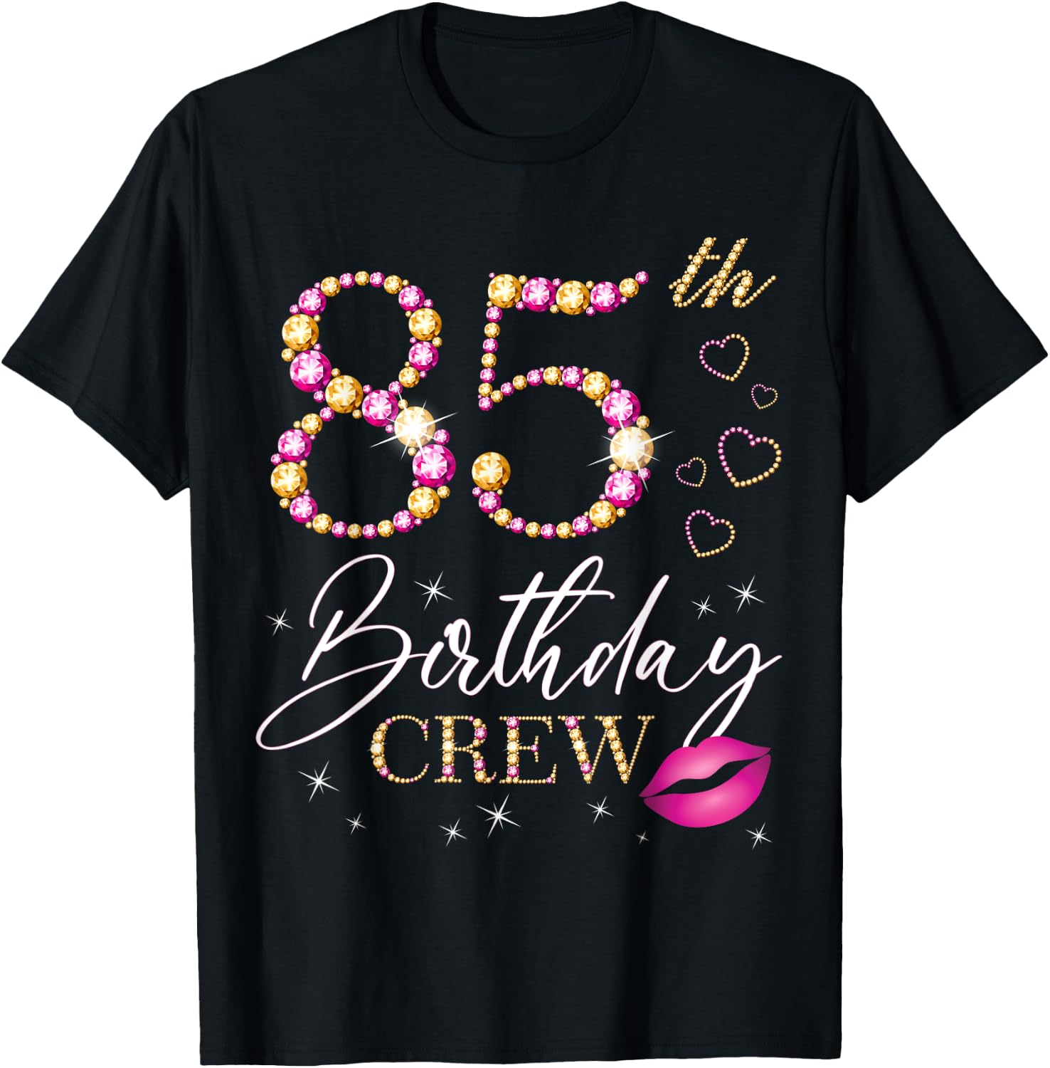 85th Birthday Crew 85th Birthday Squad 85 Years Old Bday T-Shirt - T-Shirt | Black