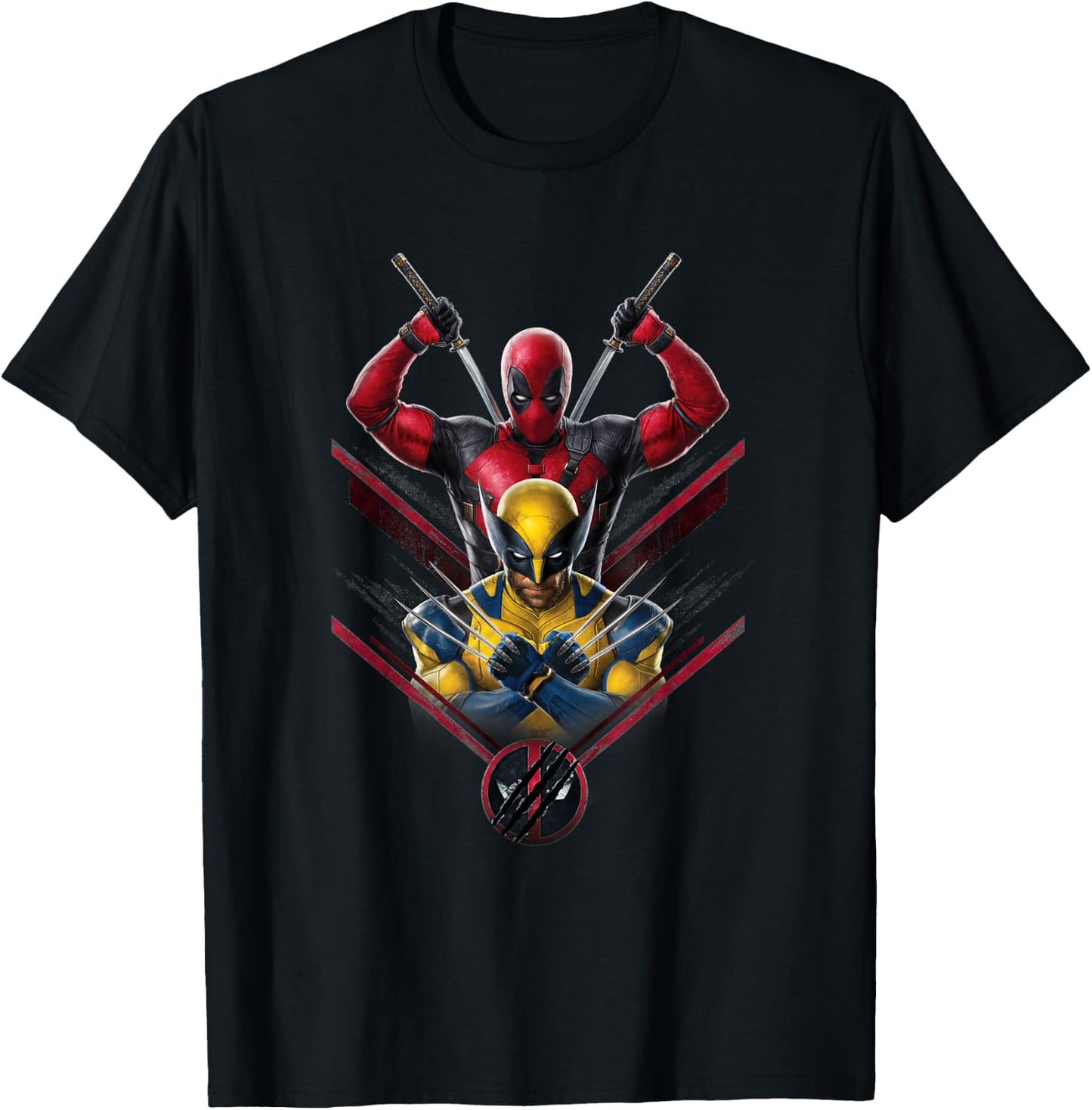 Marvel Studios Deadpool & Wolverine with Claw-Slashed Logo T-Shirt - T-Shirt | Black