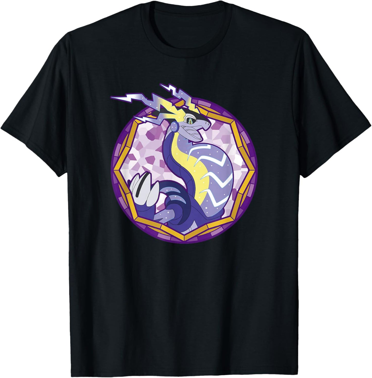 Pokémon Miraidon Legendary Paradox Violet Geometric Portrait T-Shirt - T-Shirt | Black