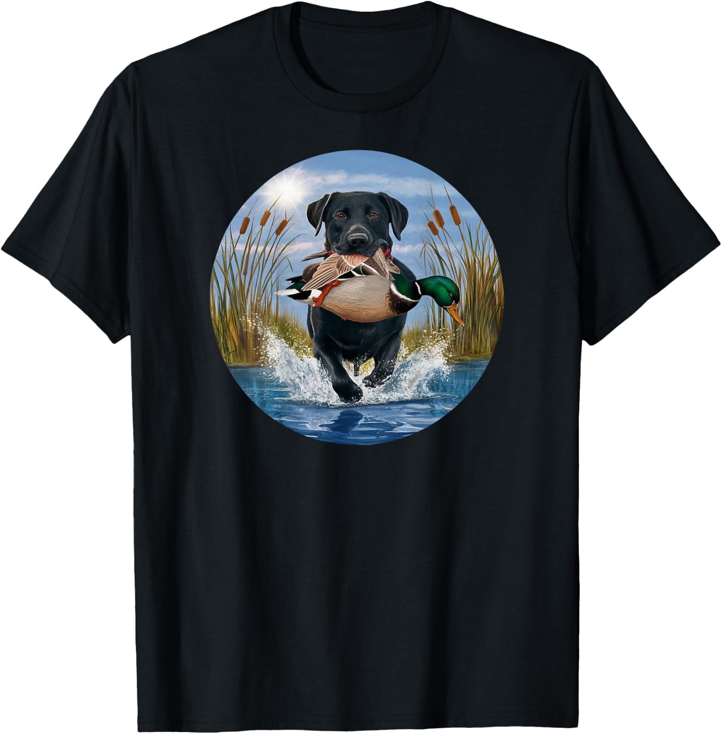 Black Lab Labrador Hunting Ducks Waterfowl Yellow lab T-Shirt - T-Shirt | Black